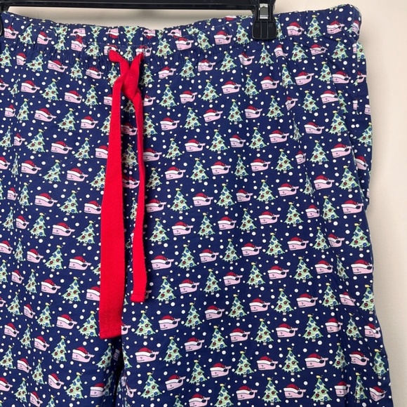 Vineyard Vines Christmas Lounge Sleep Pants Men's Medium Blue Santa Whale Trees - Picture 8 of 8